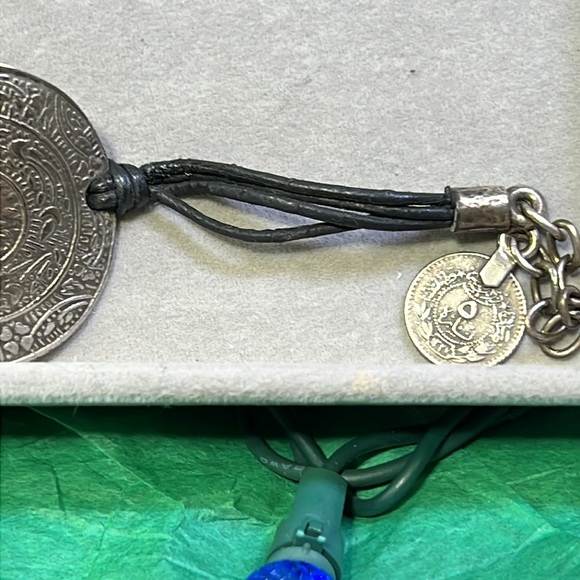 Ottoman Tibetan Turkish round coin silver bracelet. J hook clasp  6-7 inches - Picture 2 of 9
